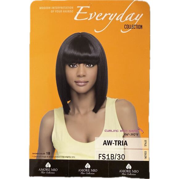 Amore Mio Synthetic Hair Wig AW-Tria Long Blunt Cut w/ Bangs FS1B/30  NWT - Picture 1 of 9